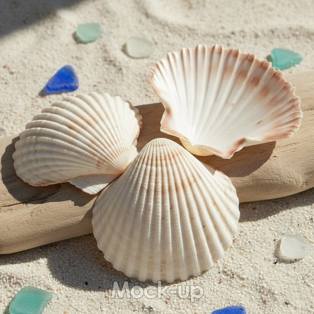 Lot of 8 White Light Colored 2-3/4" Clam Scallop Sea Shells Weddings Crafts DIY